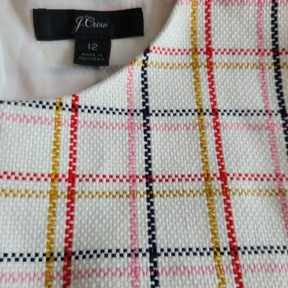 BNWOT! J.Crew Fluted Hem Dress, Size 12, in Windowpane Cotton Tweed 💎 - Picture 5 of 7